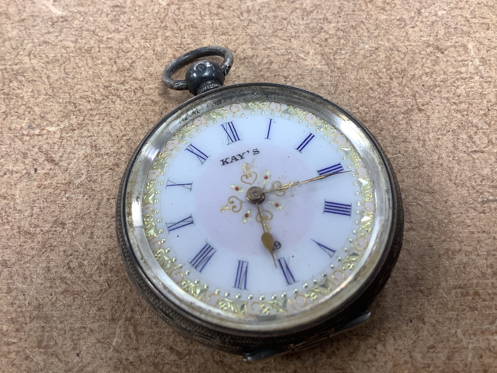 A George III silver hunter pocket watch, by Cameron, Liverpool(a.f.), two other silver pocket watches by Davies & Son & Waltham, a Swiss 935 case fob watch and a silver and enamel Hebdomas pocket watch(a.f.).